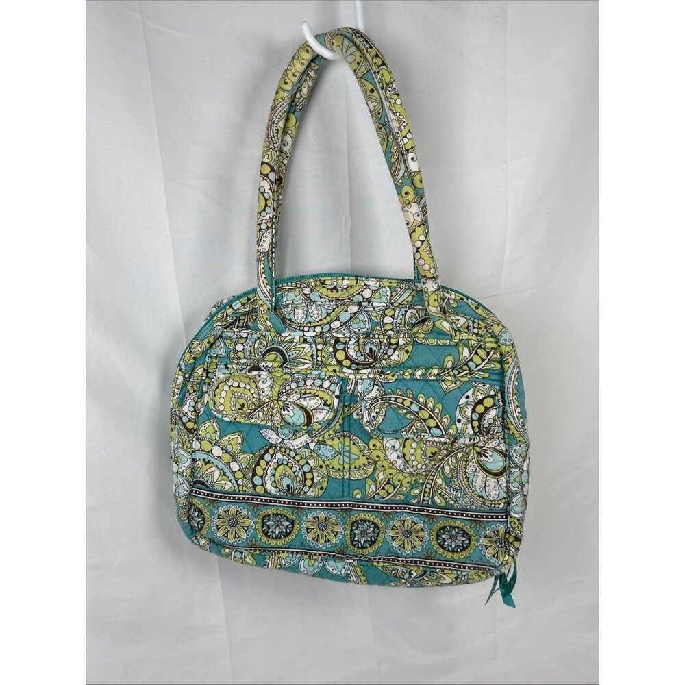 Vera Bradley Retired Small Bowler Bag Peacock Garden Paisley Teal Green 2007